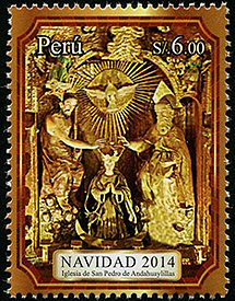 Saint Peter the Apostle Church  of Andahuaylillas on a  Peru stamp